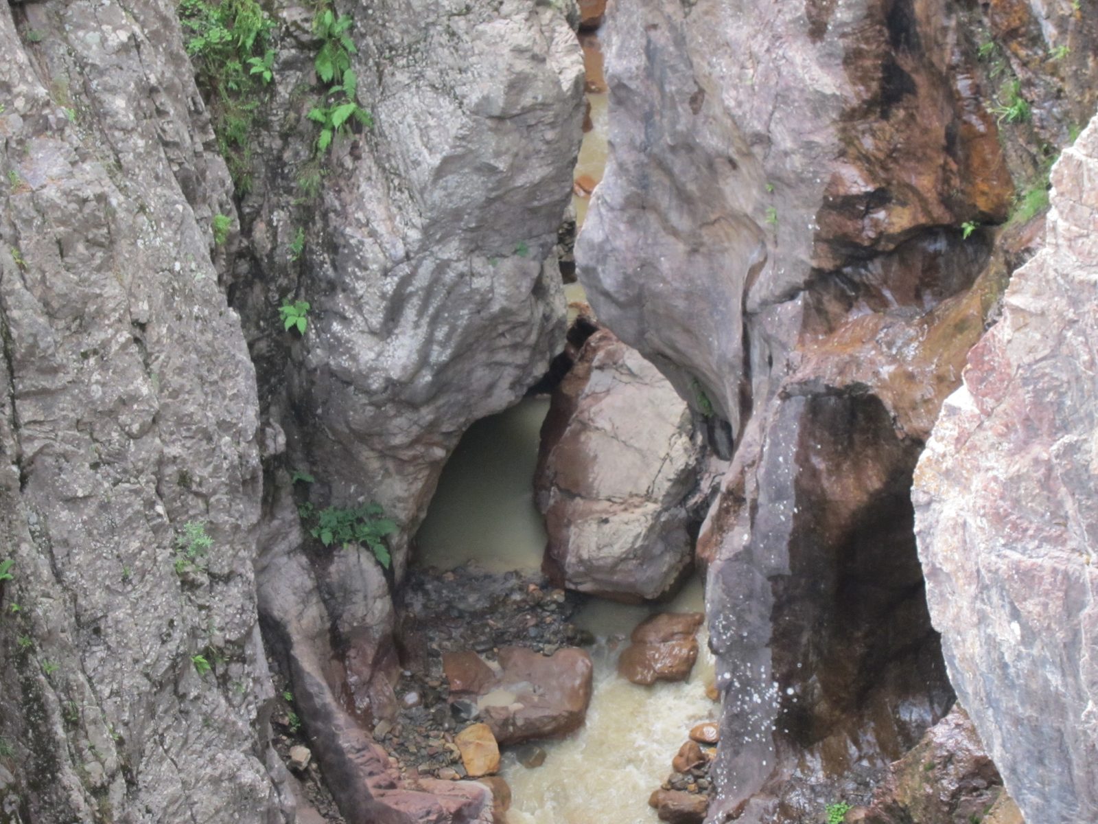 Around the area that becomes the Ice Park in Ouray.  The pipes that drip the water are above this.